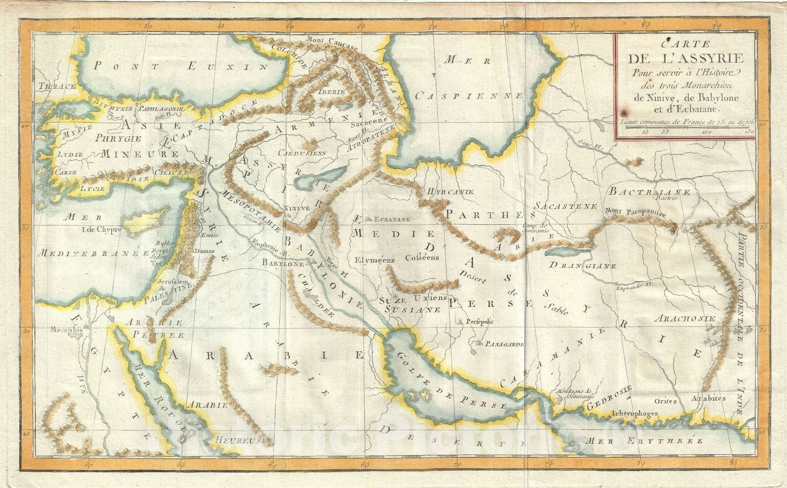 Historic Map : The Ancient Nation of Assyria "Iran, Iraq", Delisle de Sales, 1770, Vintage Wall Art