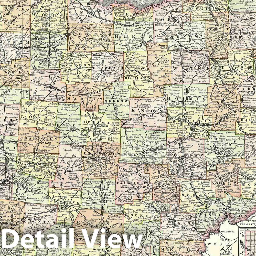 Historic Map : Ohio, Rand McNally, 1888, Vintage Wall Art