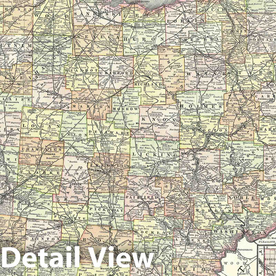 Historic Map : Ohio, Rand McNally, 1888, Vintage Wall Art