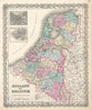 Historic Map : Holland and Belgium, Colton, 1855, Vintage Wall Art