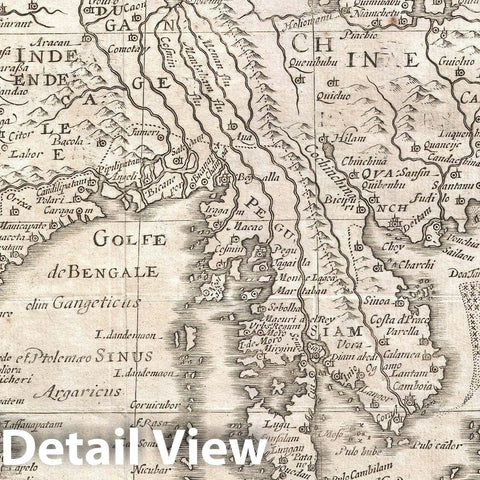 Historic Map : India, Chia, and Southeast Asia "Siam, Malay", Cluver, 1700, Vintage Wall Art
