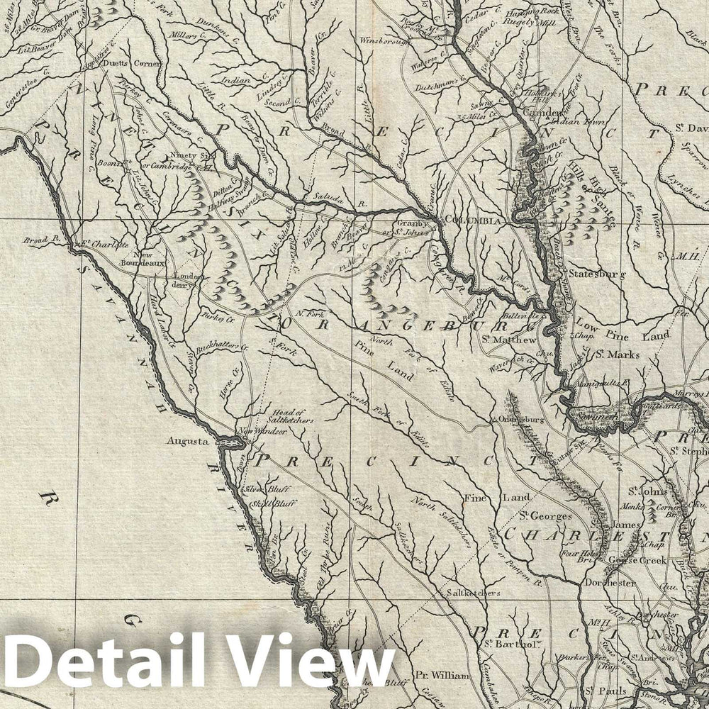 Historic Map : South Carolina, John Reid, 1796, Vintage Wall Art
