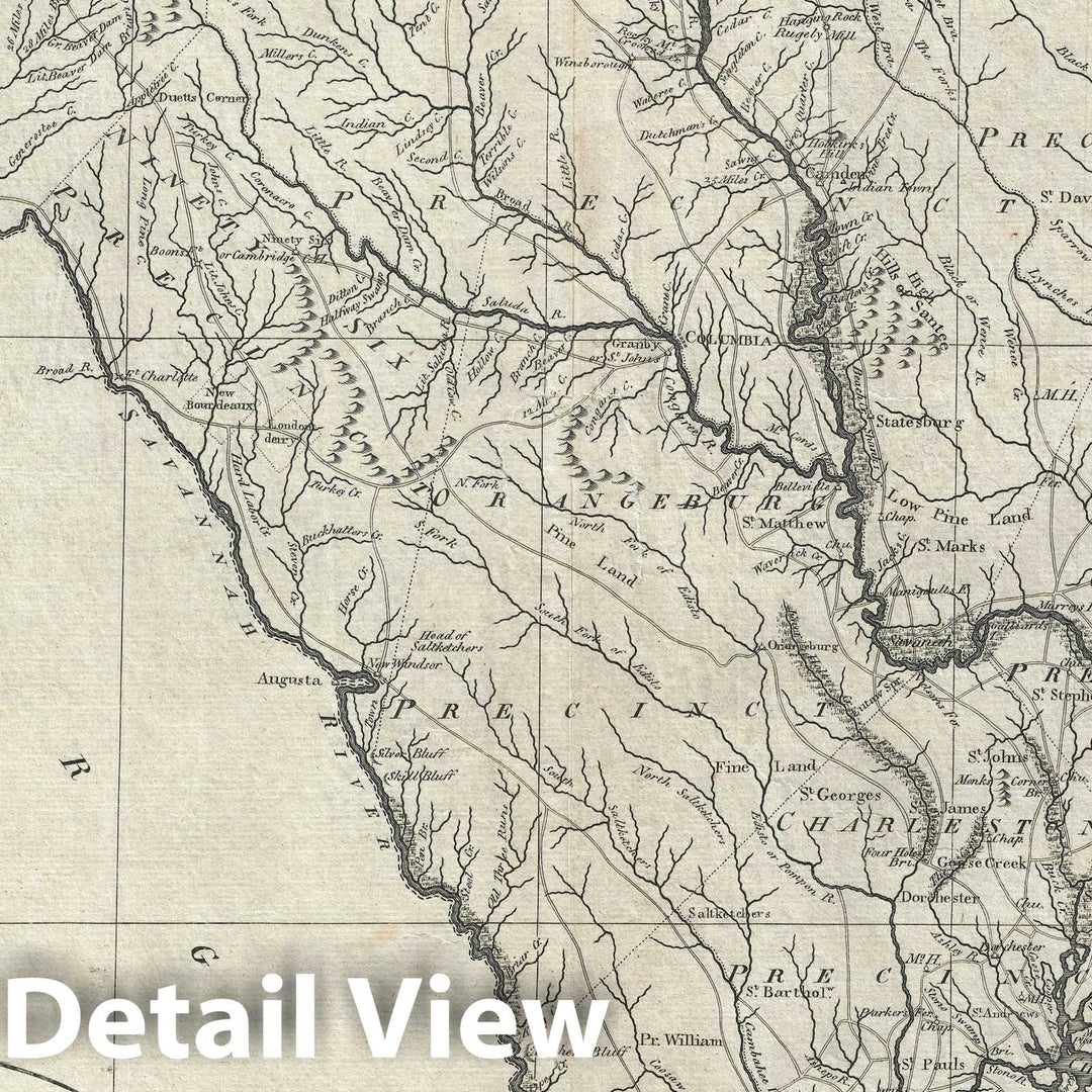 Historic Map : South Carolina, John Reid, 1796, Vintage Wall Art