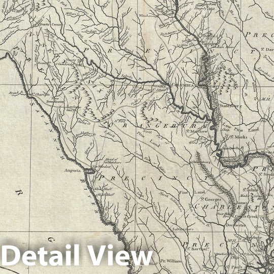 Historic Map : South Carolina, John Reid, 1796, Vintage Wall Art