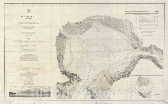 Historic Map : U.S. Coast Survey Nautical Map of San Pablo Bay, San Francisco Bay, California, 1893, Vintage Wall Art