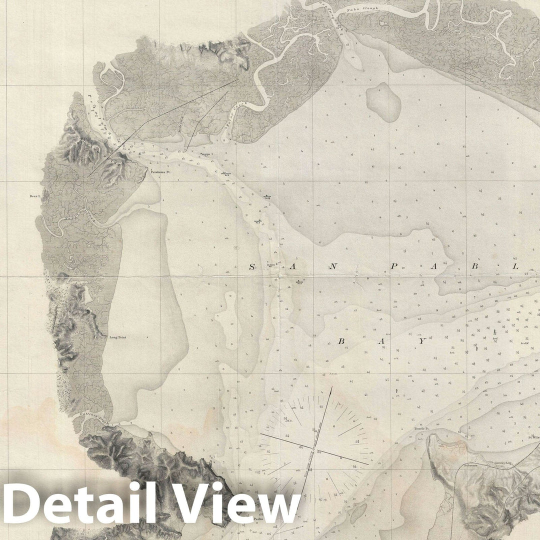 Historic Map : U.S. Coast Survey Nautical Map of San Pablo Bay, San Francisco Bay, California, 1893, Vintage Wall Art