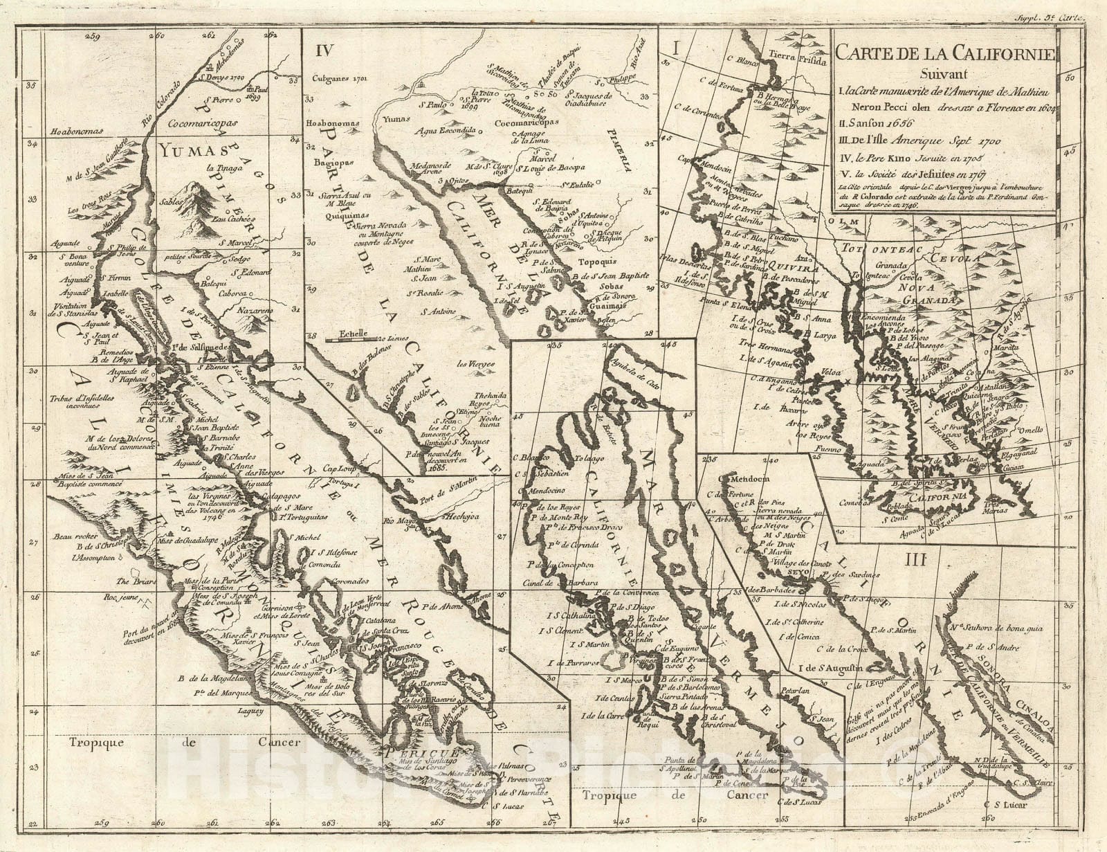 Historic Map : California Debunking California as an Island, Vaugondy - Diderot, 1772, Vintage Wall Art