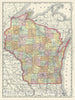 Historic Map : Wisconsin, Rand McNally, 1889, Vintage Wall Art