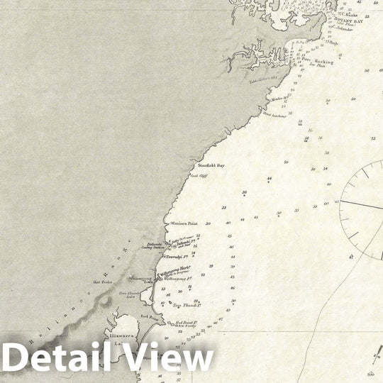 Historic Map : Nautical Chart Eastern Australia "Sydney", Stokes Admiralty, 1865, Vintage Wall Art