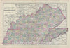 Historic Map : Kentucky and Tennessee, Bradley, 1887, Vintage Wall Art