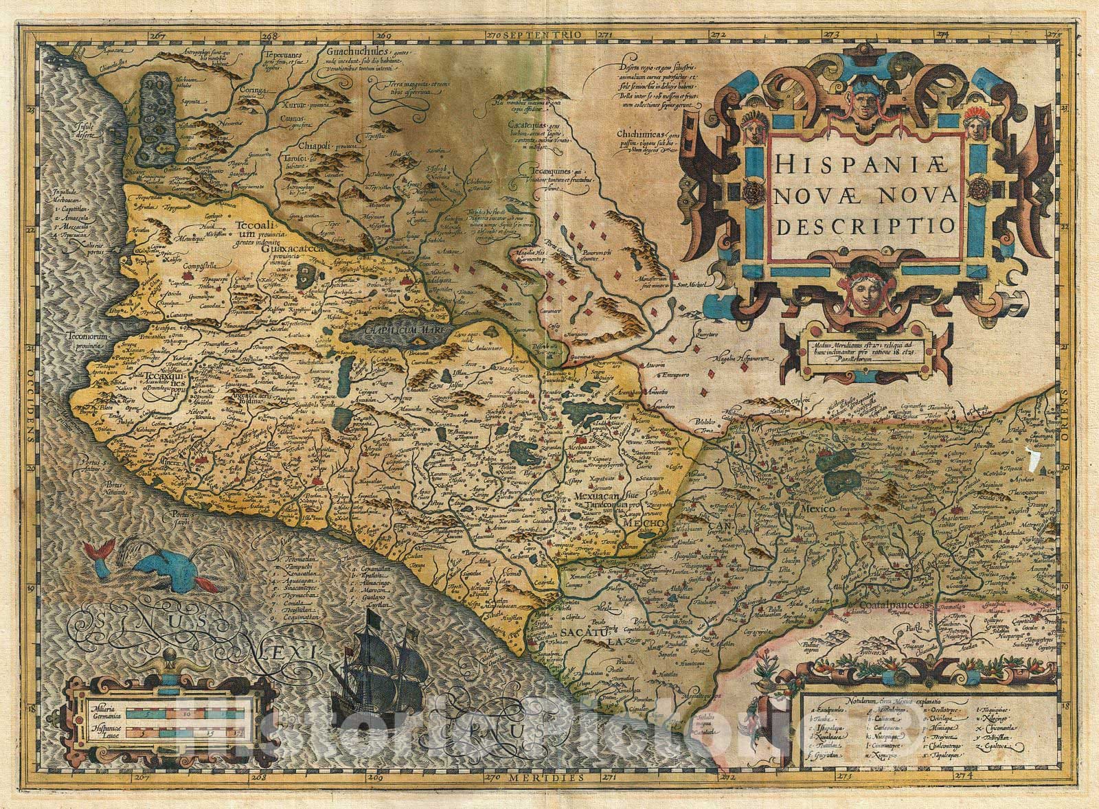 Historic Map : Hondius and Mercator Map of Mexico, 1606, Vintage Wall Art