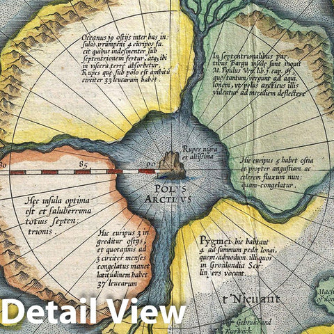 Historic Map : of The Arctic (First Map of The North Pole) 1606 Map Maker (Author) : Gerardus Mercator/Hondius Series, Map, Vintage Wall Art