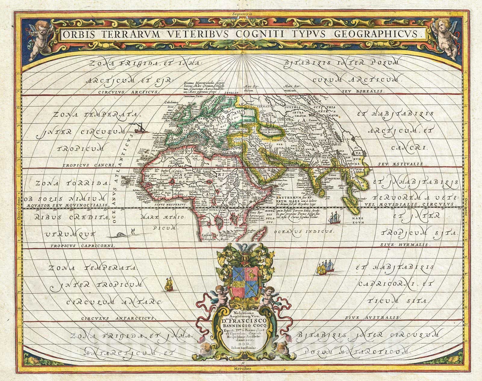 Historic Map : Jansson Map of The Ancient World, 1650, Vintage Wall Art