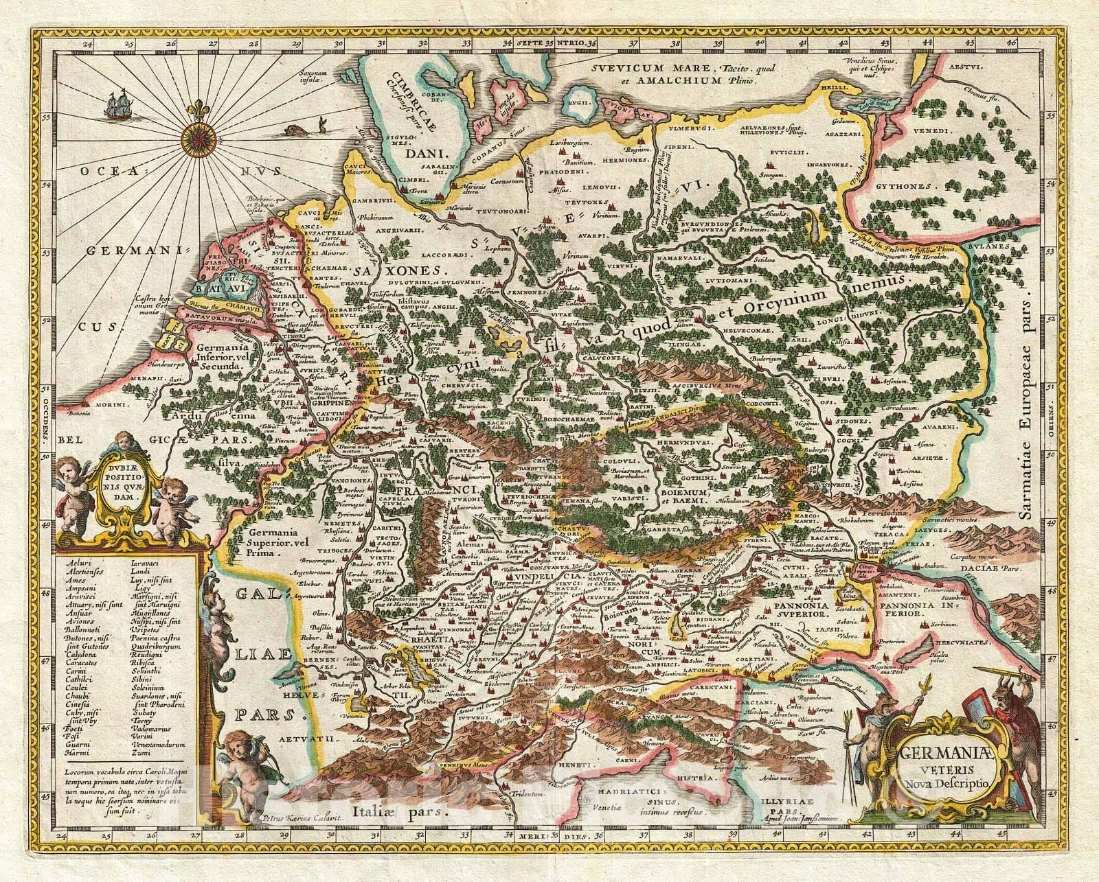 Historic Map : Jansson Map of Germany (Germania) , 1657, Vintage Wall Art