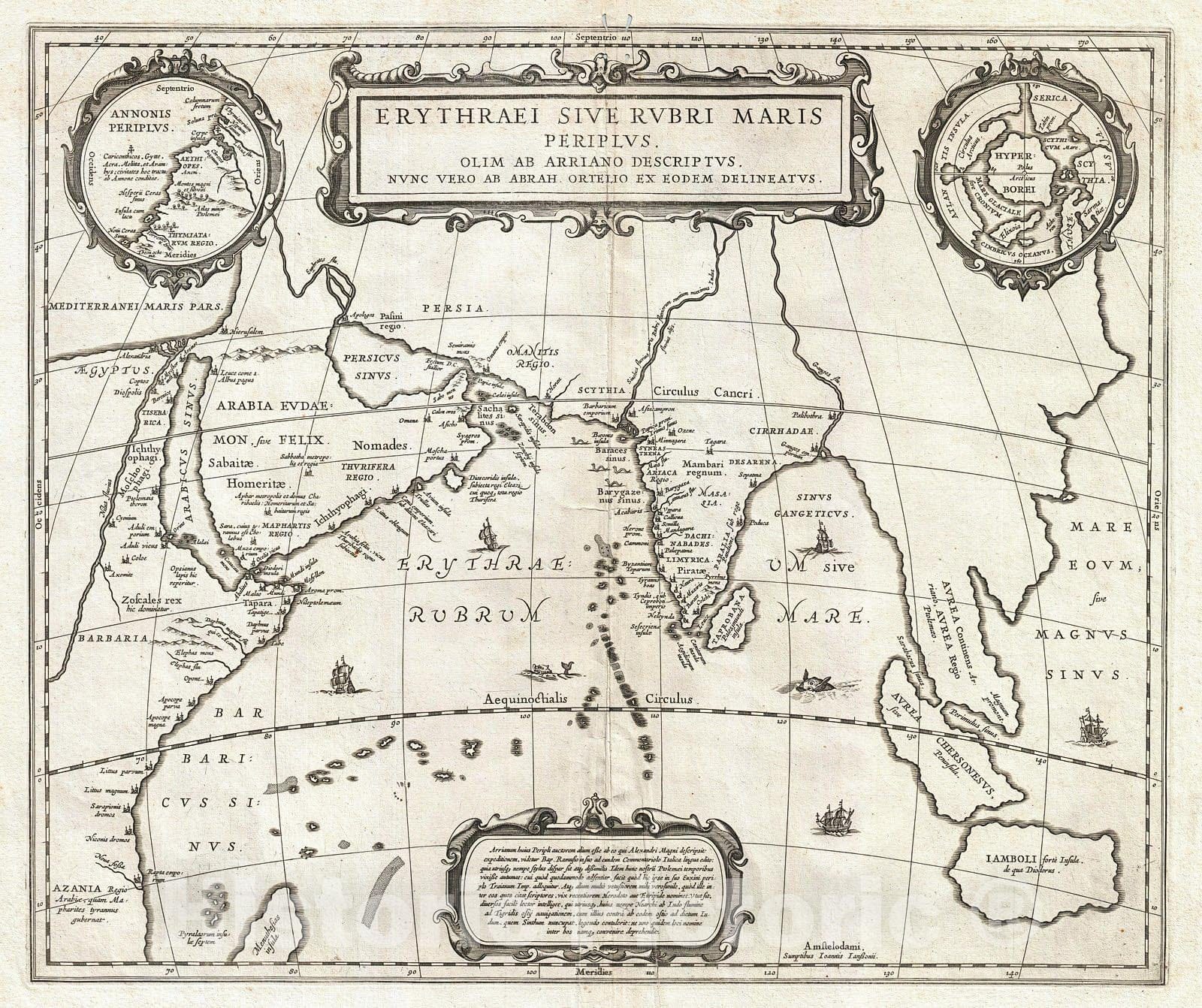 Historic Map : Jansson Map of The Indian Ocean (Erythrean Sea) in Antiquity , 1658, Vintage Wall Art