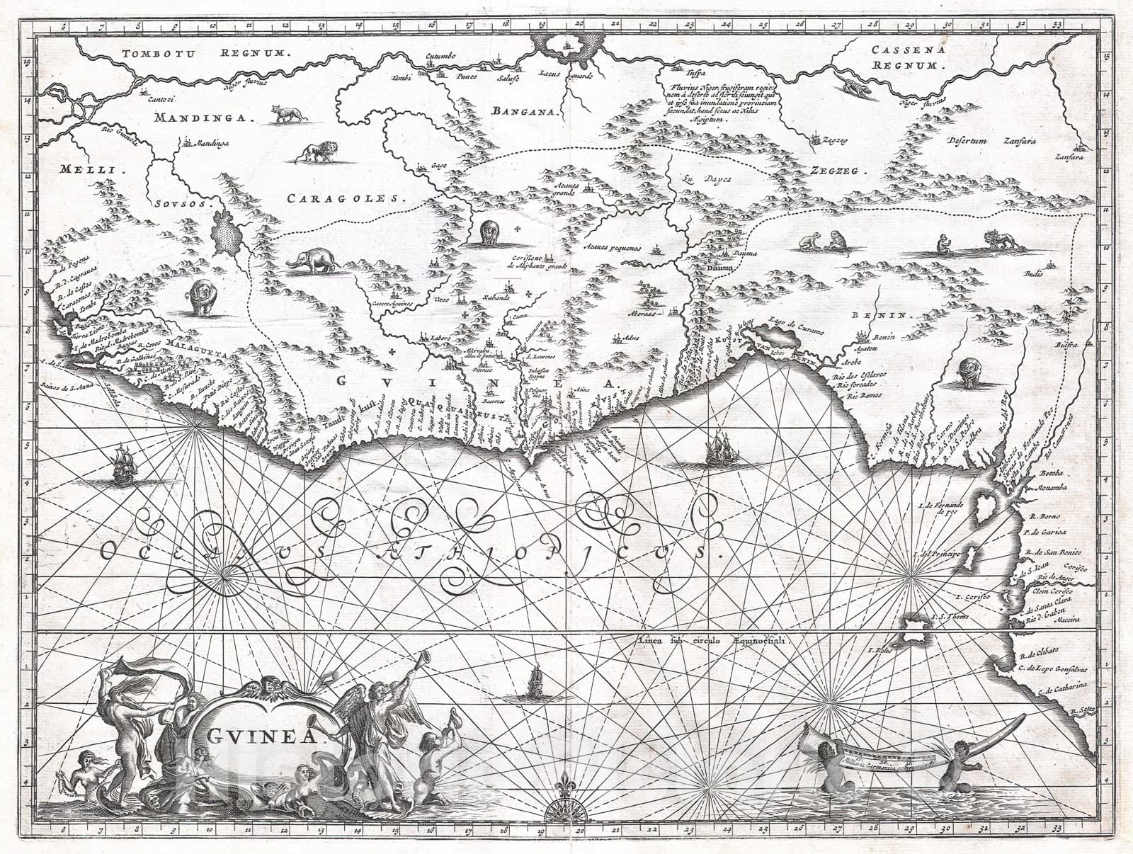Historic Map : Ogilby Map of West Africa (Gold Coast, Slave Coast, Ivory Coast), 1670, Vintage Wall Art