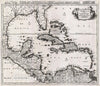 Historic Map : Danckerts Map of Florida, The West Indies, and The Caribbean , 1696, Vintage Wall Art