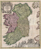 Historic Map : Homann Map of Ireland , 1716, Vintage Wall Art