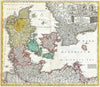 Historic Map : Homann Map of Denmark , 1730, Vintage Wall Art