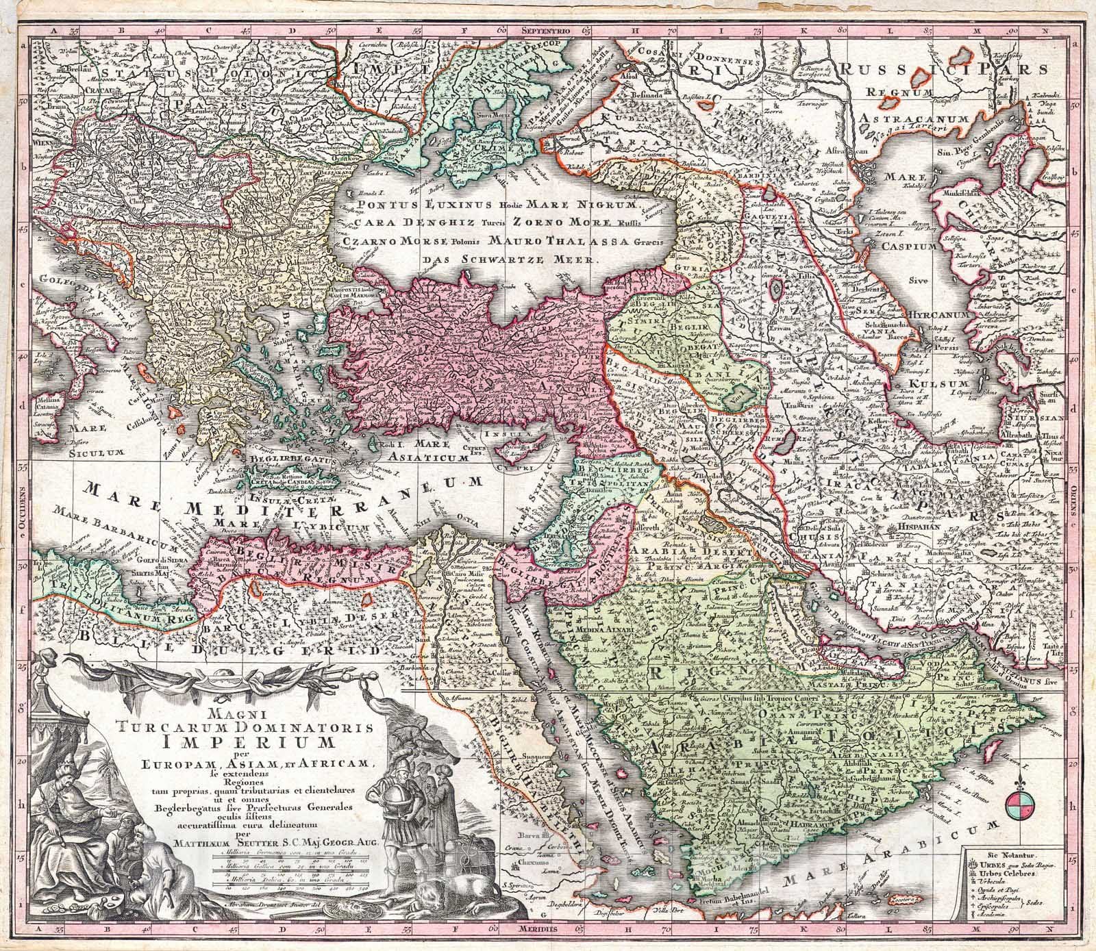 Historic Map : Seutter Map of Turkey (Ottoman Empire), Persia and Arabia , 1730, Vintage Wall Art