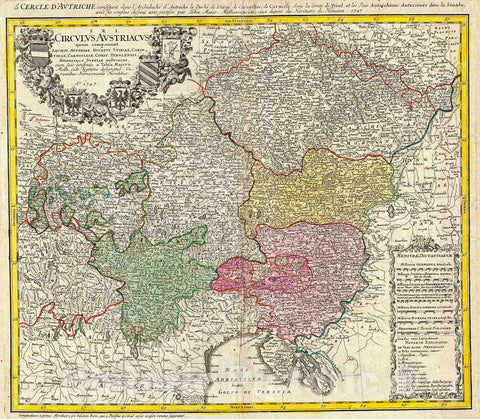 Historic Map : Homann Heirs Map of Austria and Bohemia (Czech Republic) , 1747, Vintage Wall Art