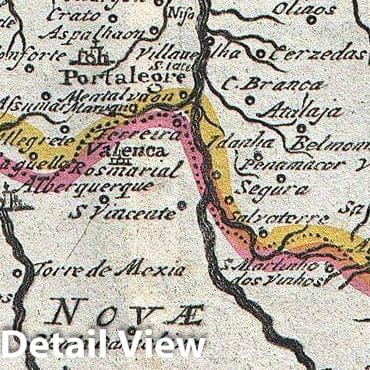Historic Map : La Feuille Map of Portugal, 1747, Vintage Wall Art