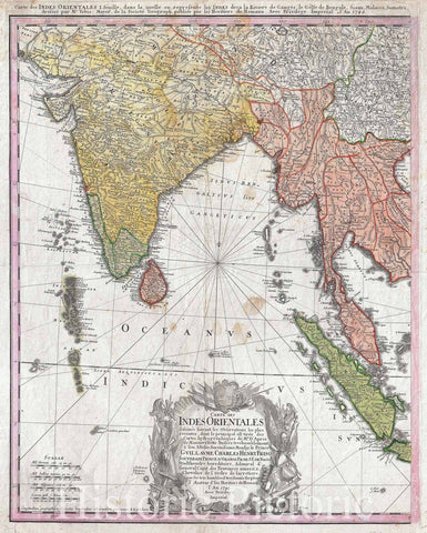 Historic Map : Homann Heirs Map of India and Southeast Asia , 1748, Vintage Wall Art