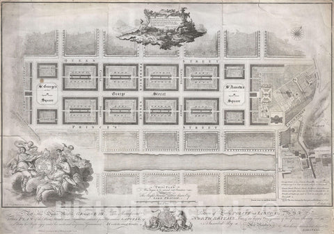 Historic Map : James Craig Map of New Town, Edinburgh, Scotland (First Plan of New Town), 1768, Vintage Wall Art