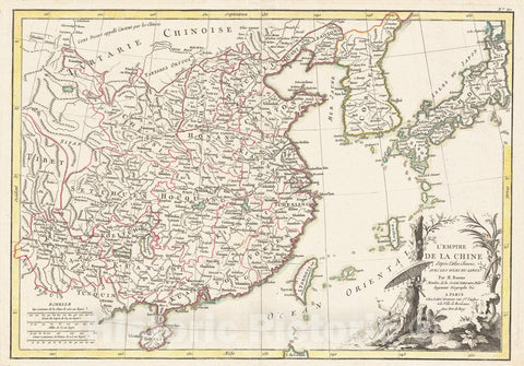 Historic Map : Bonne Map of China, Korea, Japan and Formosa, 1770, Vintage Wall Art
