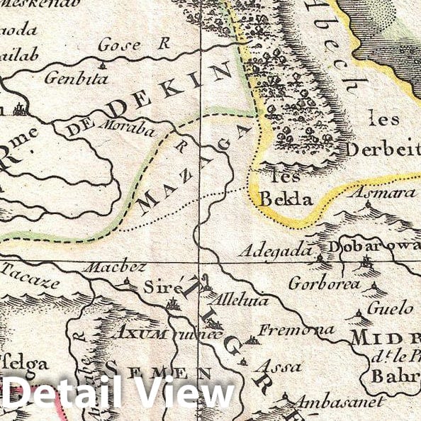 Historic Map : Bonne Map of Abyssinia (Ethiopia), Sudan and The Red Sea, 1771, Vintage Wall Art
