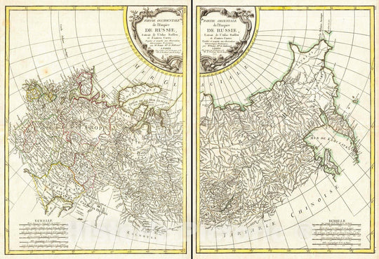 Historic Map : Bonne Map of Russia (2 maps), 1771, Vintage Wall Art
