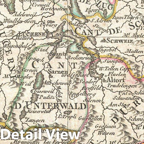 Historic Map : Bonne Map of Switzerland, 1771, Vintage Wall Art