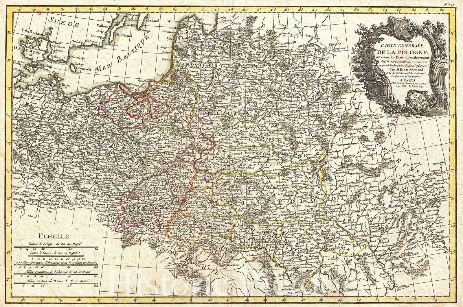 Historic Map : Zannoni Map of Poland and Lithuania, 1771, Vintage Wall Art