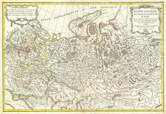 Historic Map : Janvier Map of Western Russia, 1775, Vintage Wall Art