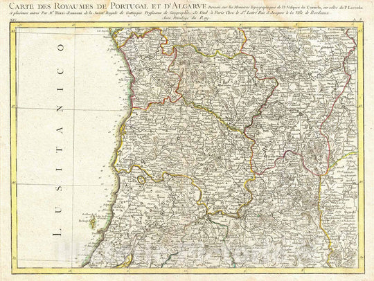 Historic Map : RizziZannoni Map Northern Portugal, Oporto, 1775, Vintage Wall Art