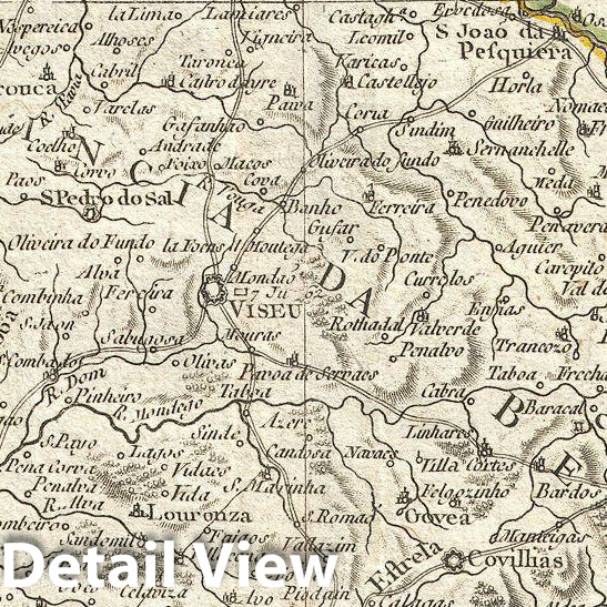 Historic Map : RizziZannoni Map Northern Portugal, Oporto, 1775, Vintage Wall Art