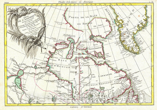 Historic Map : Bonne Map of The Hudson Bay, Canada, 1776, Vintage Wall Art