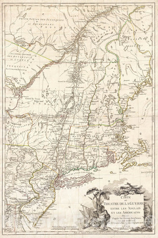 Historic Map : Brion de La Tour Map of New York and New England (Revolutionary War), 1777, Vintage Wall Art