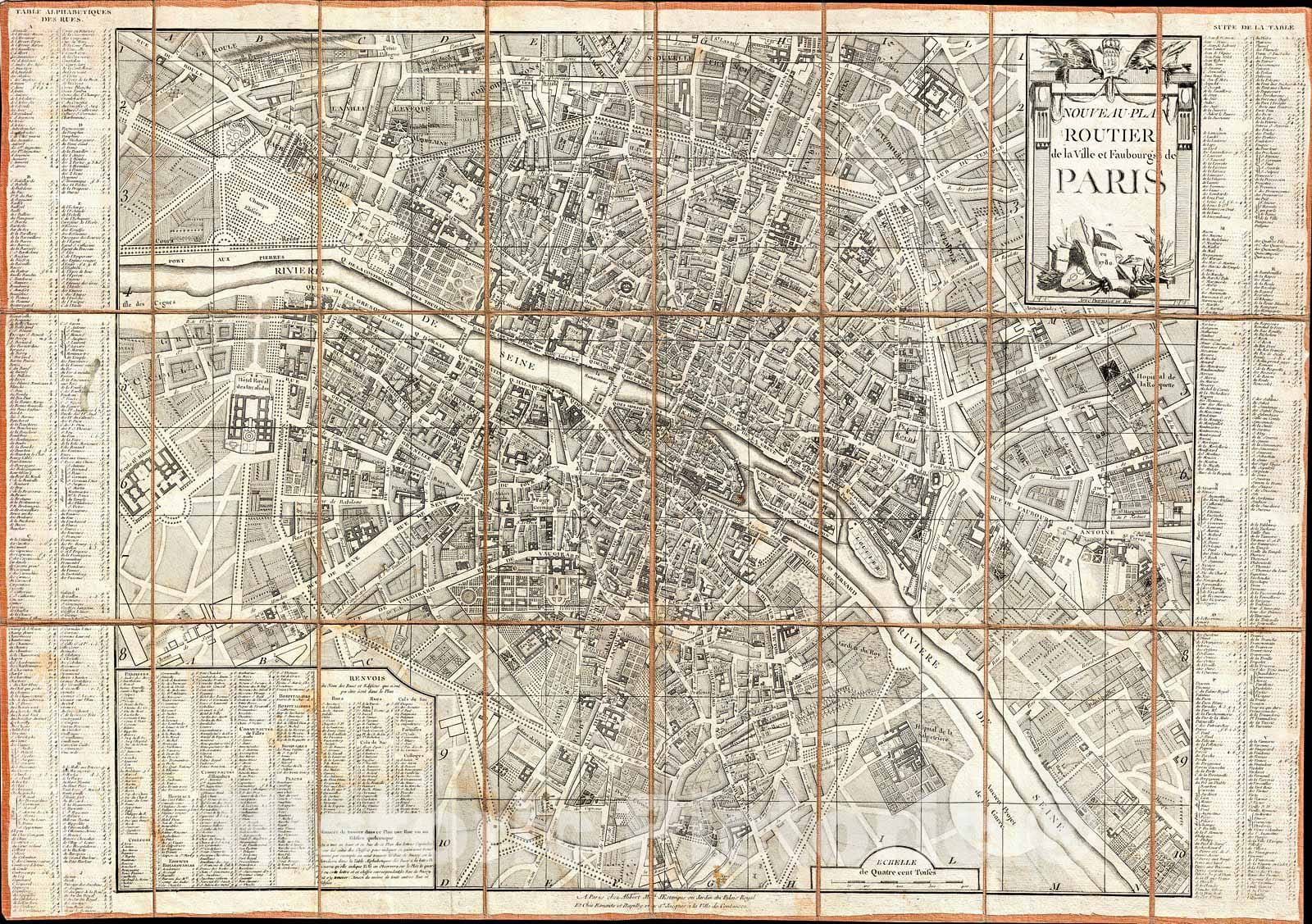 Historic Map : Esnauts and Rapilly Case Map of Paris, 1780, Vintage Wall Art