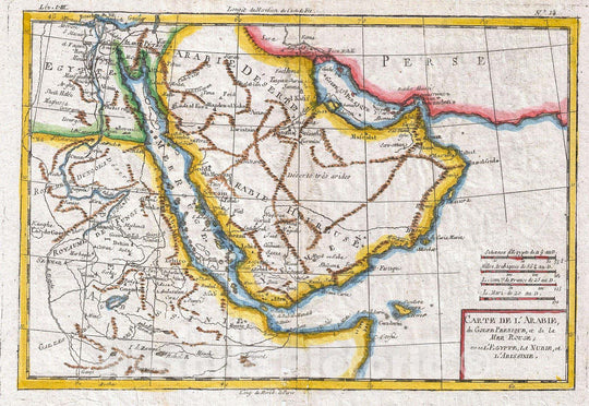 Historic Map : Raynal and Bonne Map of Arabia and Abyssinia, 1780, Vintage Wall Art