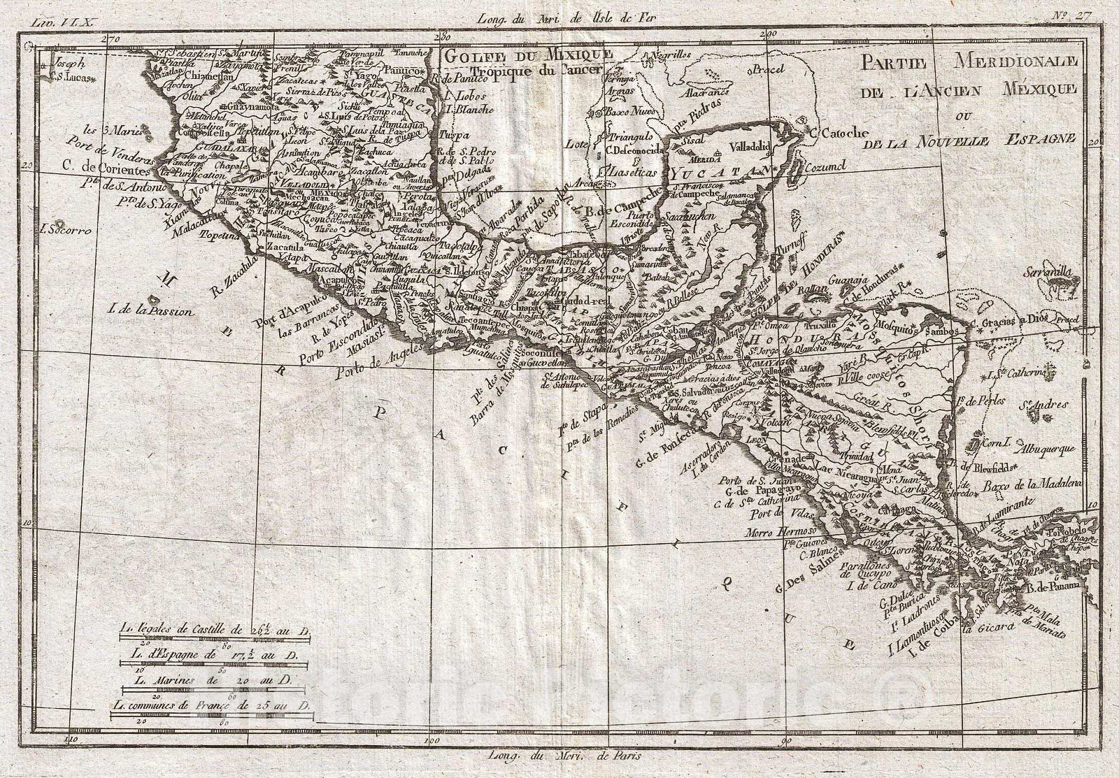 Historic Map : Raynal and Bonne Map of Central America and Southern Mexico, 1780, Vintage Wall Art
