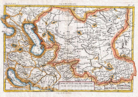 Historic Map : Raynal and Bonne Map of Central Asia, 1780, Vintage Wall Art