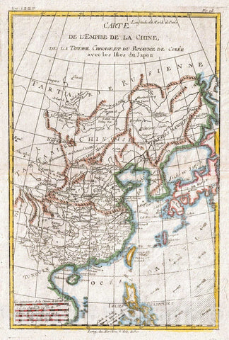 Historic Map : Raynal and Bonne Map of China, Korea, and Japan, 1780, Vintage Wall Art