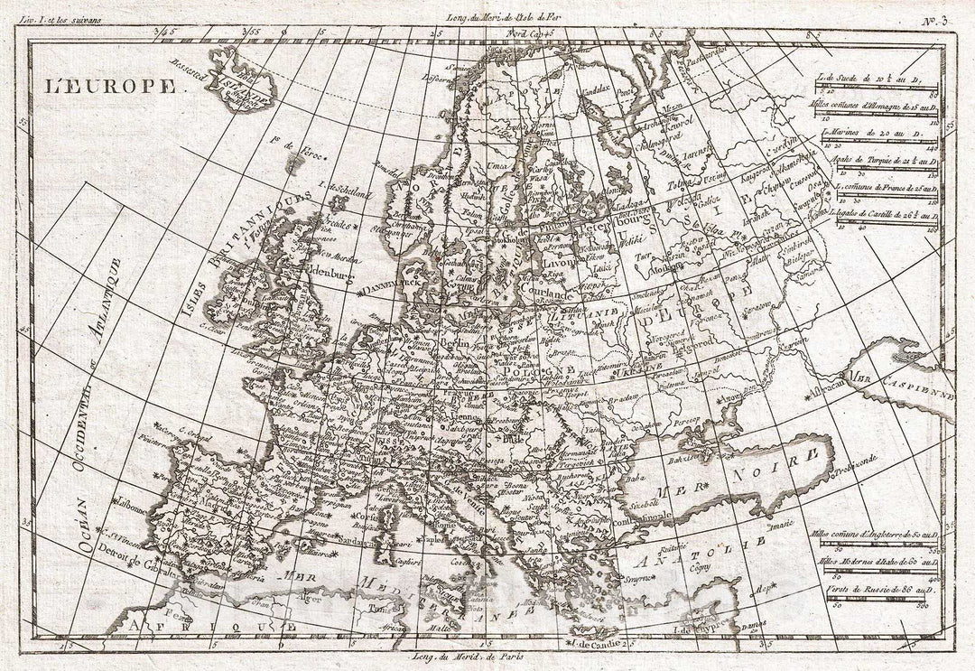 Historic Map : Raynal and Bonne Map of Europe, 1780, Vintage Wall Art