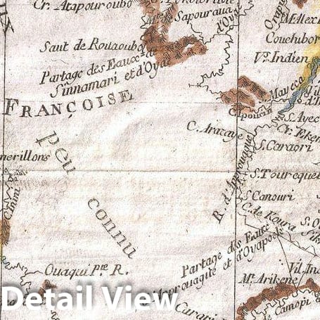 Historic Map : Raynal and Bonne Map of Guyana and Surinam, 1780, Vintage Wall Art