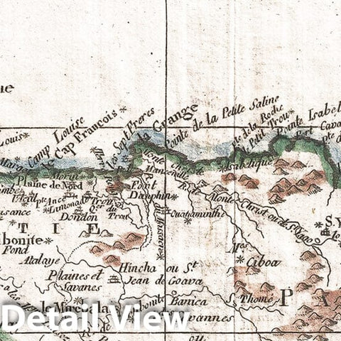 Historic Map : Raynal and Bonne Map of Hispaniola, West Indies, 1780, Vintage Wall Art
