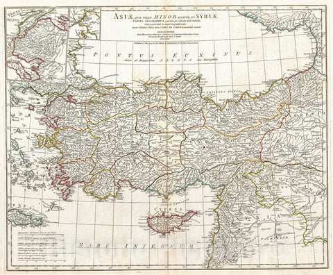 Historic Map : Anville Map of Asia Minor in Antiquity (Turkey,Cyprus, Syria) , 1794, Vintage Wall Art