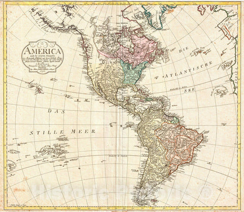 Historic Map : Mannert Map of North America and South America , 1796, Vintage Wall Art