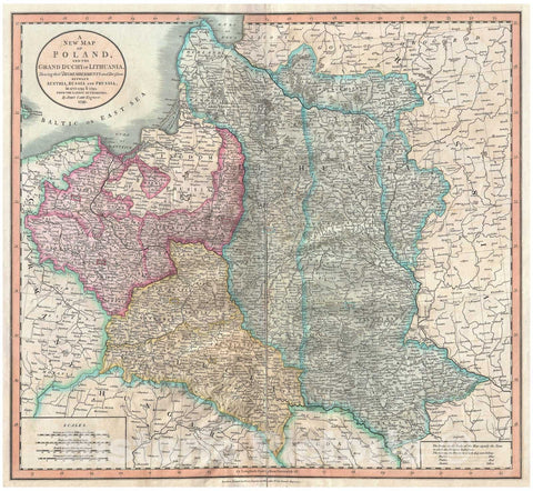 Historic Map : Cary Map of Poland, Prussia and Lithuania, 1799, Vintage Wall Art
