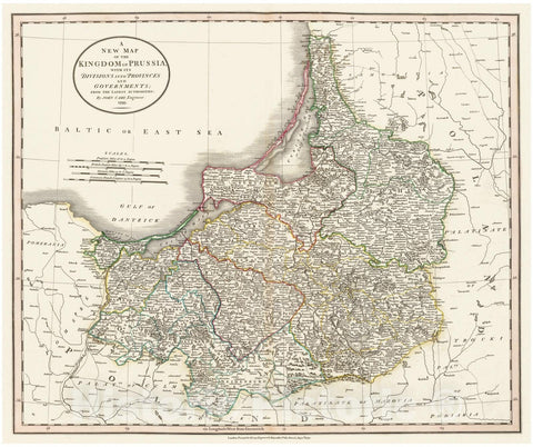 Historic Map : Cary Map of Prussia and Lithuania, 1799, Vintage Wall Art